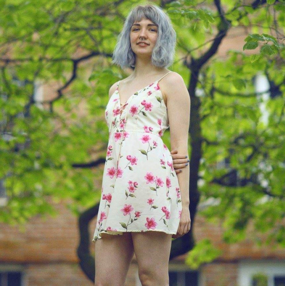 Cream and white sun dress